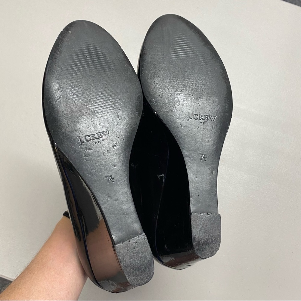 J Crew Factory Patent Leather Black Wedge Heel 7.5 - Picture 2 of 7